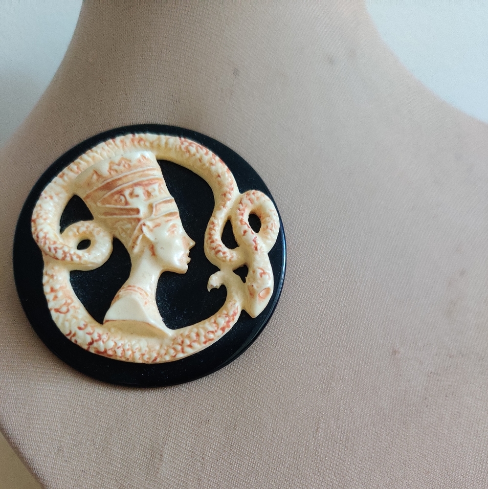 Vintage Bakelite and Celluloid Cleopatra Pin Brooch